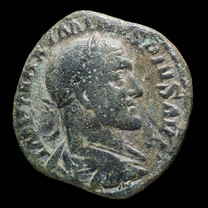 Rooman imperiumi. Maximinus Thrax (235-238). Sestertius Roma - FIDES MILITVM  (Ei pohjahintaa)