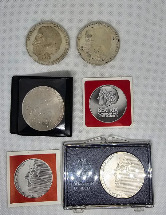 Nederländerna. 50 Gulden 1990, 1984 en 1982 (4 stuks)  (Utan reservationspris)
