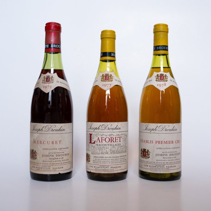 1977 Joseph Drouhin Macon Village, 1973 Mercurey & 1978 Chablis 1° Cru - Burgundy - 3 Bottles (0.75L)