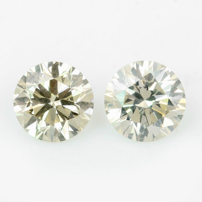 2 pcs 钻石 - 0.47 ct - 圆形, 明亮型 - SI1 微内含一级, VS2 轻微内含二级