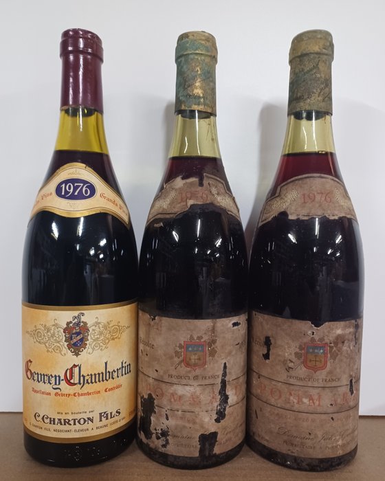 1976 x 2 Pommard Domaine Jules Guillemard & Gevrey Chambertin Domaine Charton - 勃艮第 - 3 瓶 (0.75L)