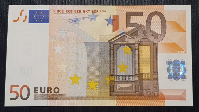 União Europeia - Itália. - 50 Euro 2002 - Duisenberg J004  (Sem preço de reserva)