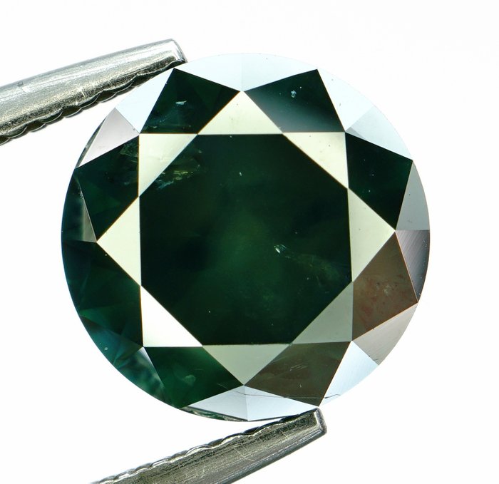 Diamond - 2.26 ct - Round Brilliant - Fancy Deep  Blue -Color Enhanced- No Reserve  - I1