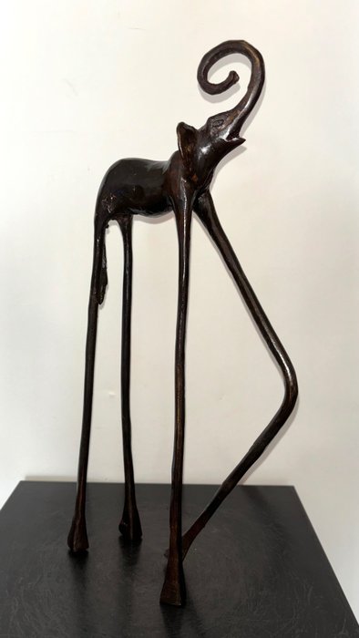 Abdoulaye Derme - Γλυπτό, Eléphant - 39.5 cm - Cold painted bronze