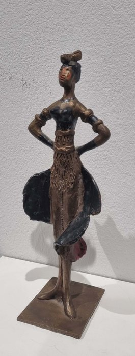 Salvatore Fiume (1915-1997) - 雕塑, Indossatrice - 33 cm - 青铜（已生铜绿） - 1991