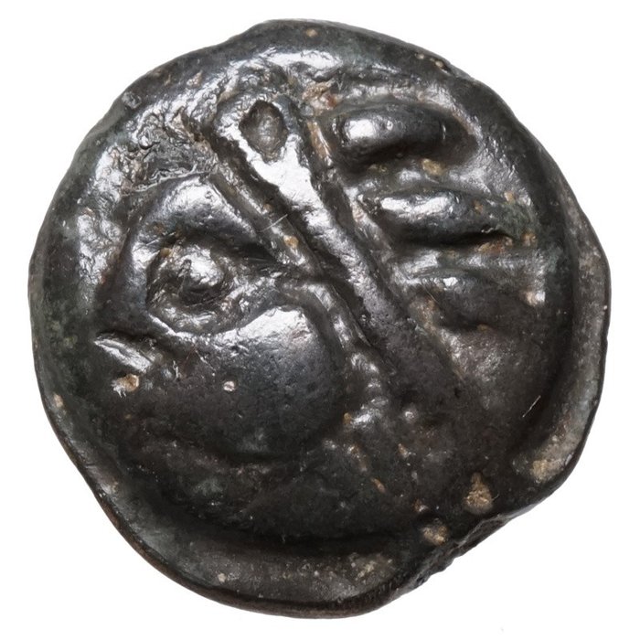Celtic. Senones. Potin (~50-30 BCE) Wuschel-Kopf, Eber