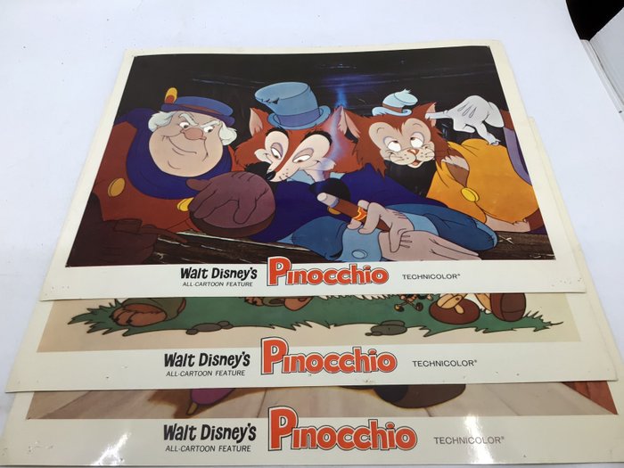 Disney - Three rare Pinocchio lobby cards - 1940