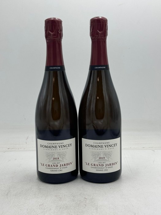 2019 VINCEY, Domaine Vincey Le Grand Jardin Chardonnay d'Oger Grand Cru - Champagne Grand Cru - 2 Flaskor (0,75L)