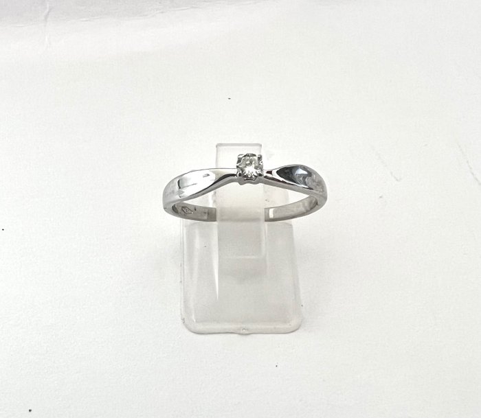 訂婚戒指 - 18 克拉 白金 -  0.08 tw. 鉆石  (天然) 