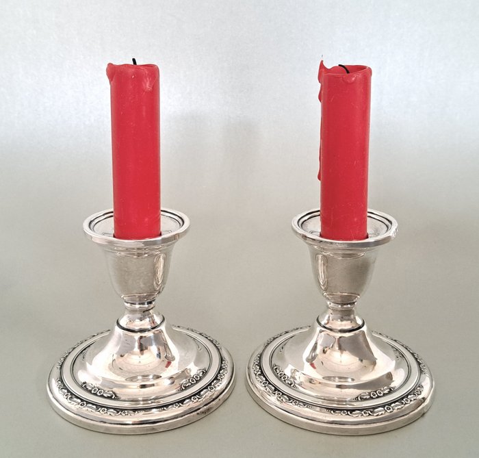 Courtship International - Candleholder - Set of silver table candlesticks (2) - .925 silver