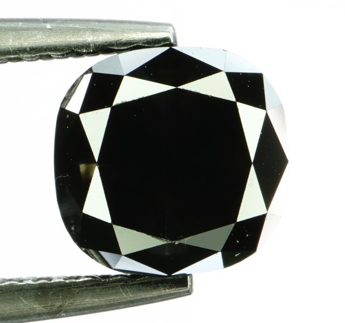 Diamant - 1.75 ct - Kissen Brilliant - Natural Fancy Black - No Reserve