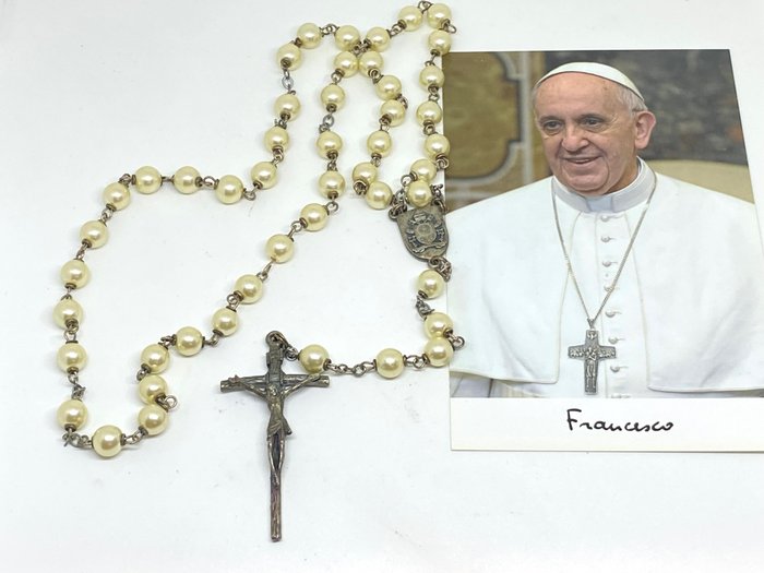 Rosenkrans - Eksklusiv rosenkrans av pave Frans - store perler - med andaktskort - se materiale - Begynnelse XXI