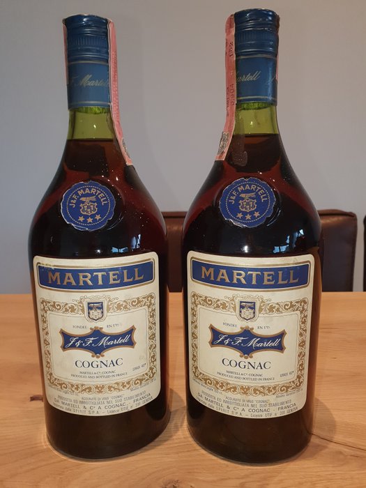 Martell - 3 Star Cognac  - b. 1970-luku - 730 cc. - 2 pullojen