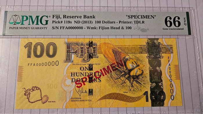 Fiji. - 100 Dollars 2013 - SPECIMEN - Pick 119s