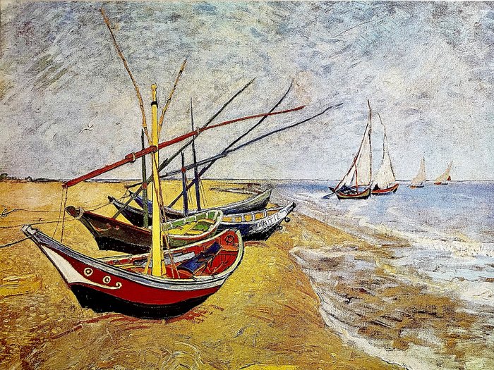 Vincent van Gogh (After) - Fishing boats on the beach at Les Saintes-Maries-de-la-Mer (1888)