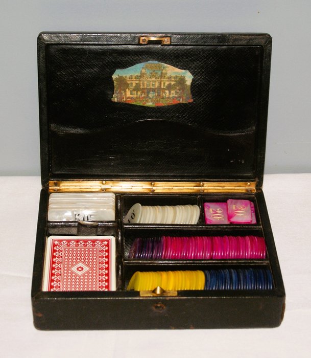 Casino Monaco - 盒 - 稀有彩色珍珠母貝籌碼盒（蒙地卡羅賭場） - 木, 珍珠母