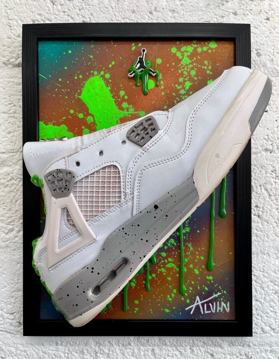 Alvin Silvrants (1979) - Air Jordan IV Oreo 3D sneaker art in frame