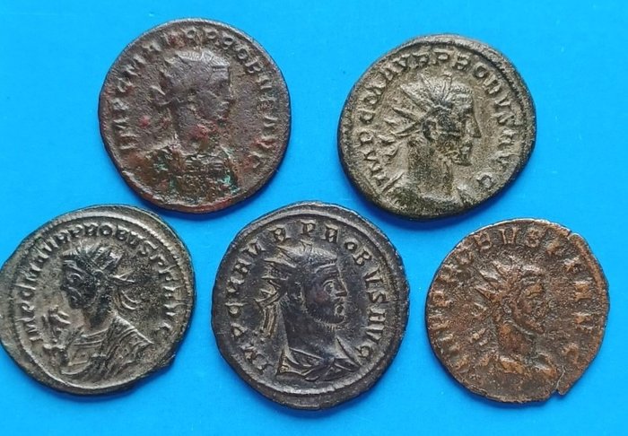羅馬帝國. 普羅布斯 (AD 276-282). Lot of 5 Antoniniani