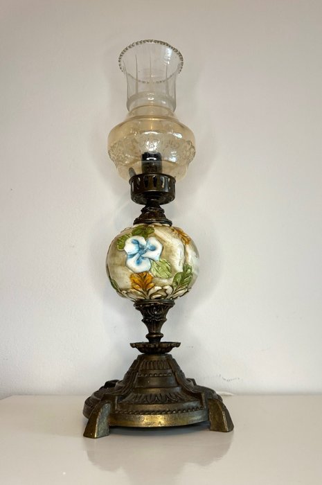 Tischlampe - Glas, Patinierte Bronze