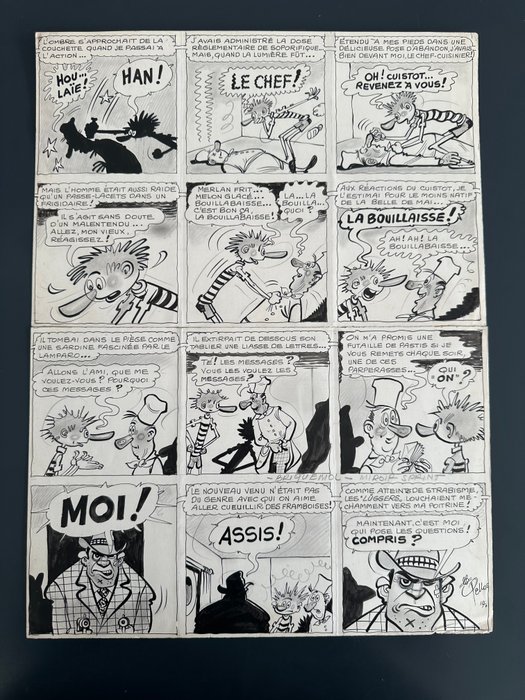 Pellos, René - 1 Original page - Pechedur et Briquemol - Planche 14 - 1955