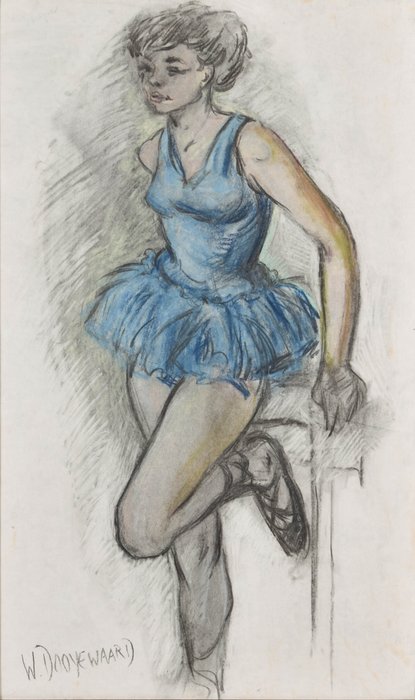 Willem Dooijewaard (1892-1980) - Balerina - Pastel op papier - 110 x 68 cm
