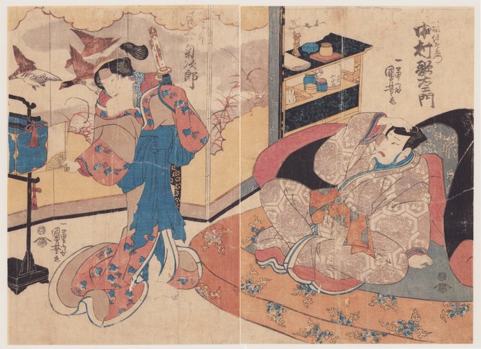 Kabuki actor Onoe Kikujirō & Nakamura Utaemon - 1830s - Utagawa Kuniyoshi (1797-1861) - Japão -  Período Edo (1600 1868)