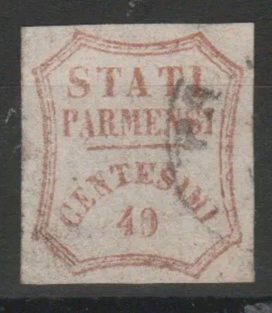 Italien 1859/1860 - Italienske antikke stater - Parma 1859 - Meget flot og knap provisorisk regering 40 cents brun-rød - Sassone no. 16