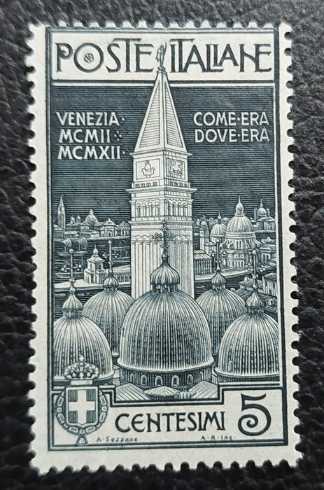 Italien Kongerige 1912/1929 - 1912 rekonstruktion af klokketårnet i Venedig og den 50. forening af Italien, 1929 hundrede år for