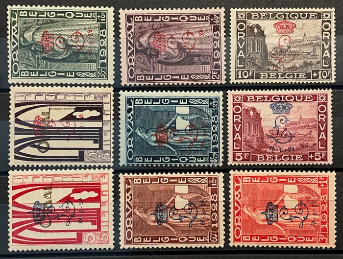 Bélgica 1928 - Abadía de Orval "Primer Orval" imprimir "L y Corona 19-8-29" - POSTFRIS - OBP 272A/272K