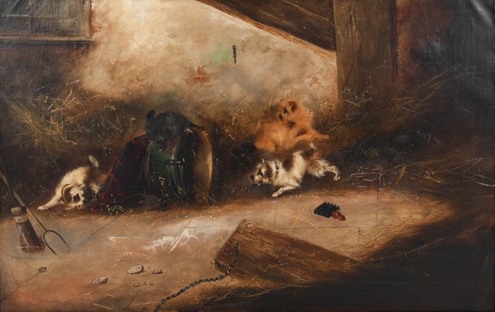 Edward Armfield (1817-1896) - Dogs playing