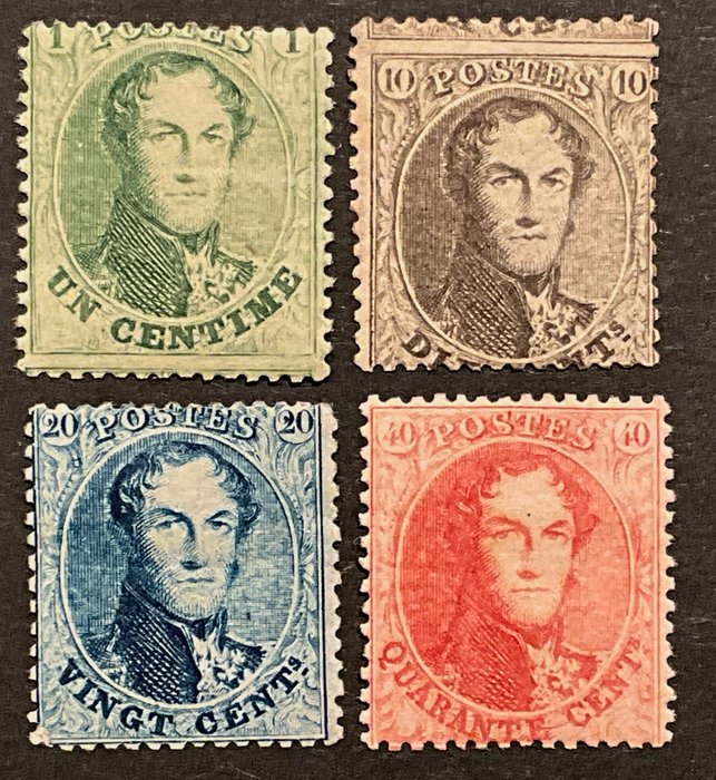 Belgia 1863 - Medaljong 1c - 40c centimes - Perforering 14 1/2 x 14 1/2 - OBP 13B/16B