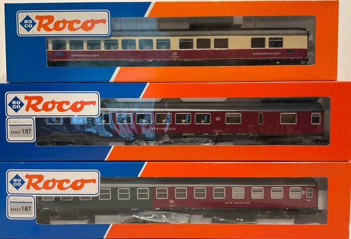 Roco H0轨 - 44410/ 44761/ 44902 - 模型火车客运车厢 (3) - 精确 1:87 - DB
