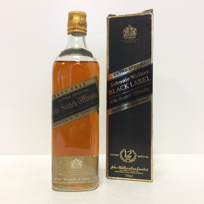 Johnnie Walker 12 years old - Black Label Extra Special Duty Free  - b. 1960-talet - 75 cl