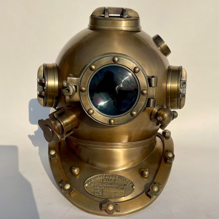 潜水头盔 - NO RESERVE!! -- XXL deluxe U.S. "Mark V" Deep Sea Divers-helm - 铁（铸／锻）