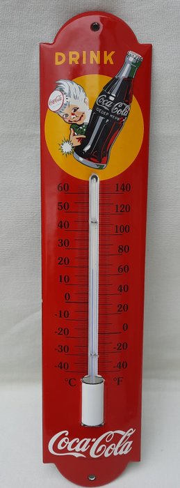 Emailleschild - Thermometer Coca-Cola