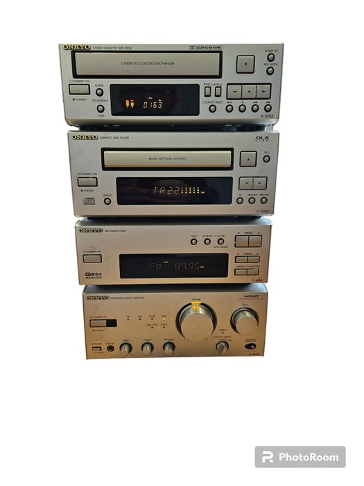 Onkyo - A-905X Halbleiter-Vollverstärker, T-405X Tuner, C-705X CD-Player, K-505X Kassettenrekorder HiFi-Anlage