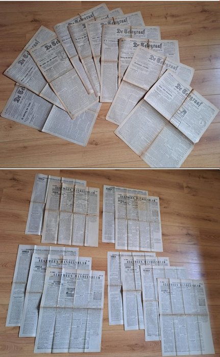 报纸 - 10x De Telegraaf januari 1915 en 4x (+ochtend/avond) Algemeen Handelsblad 1915 - 1915