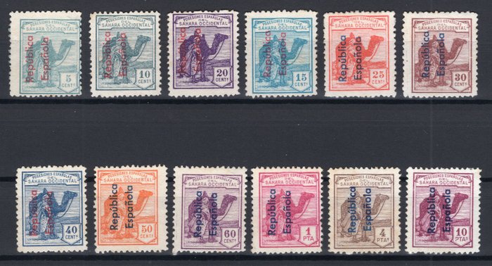 Sahara español 1931/1935 - Emisión de sello postal con impresión - Edifil 36/47