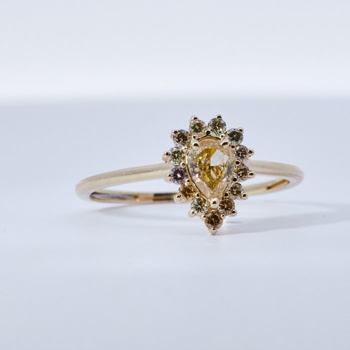 No Reserve Price - Ring Yellow gold Diamond  (Natural)
