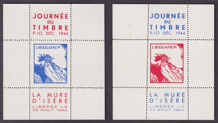 Frankreich 1944 - Blöcke der Befreiung von La Mure am 9. und 10. Dezember 1944, NSG. Hervorragend - Mayer