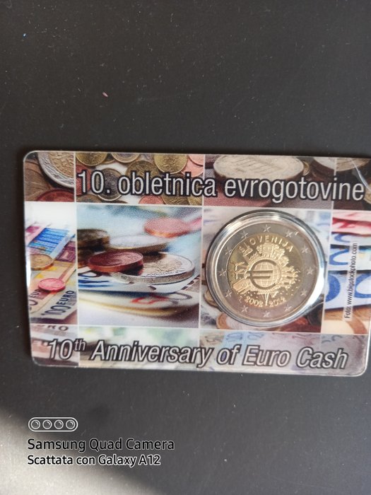 Slovenien. 2 Euro 2012 "10 Years Euro Cash" Proof in coincard  (Ingen mindstepris)