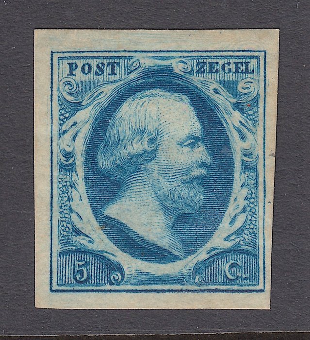 Nederland 1852 - Kong Willem III, i dyp mørkeblått - NVPH 1a