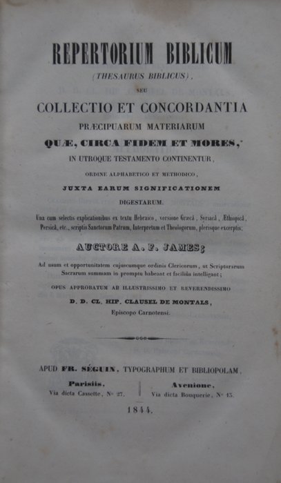 Aimé-François James - Repertorium Biblicum - 1844