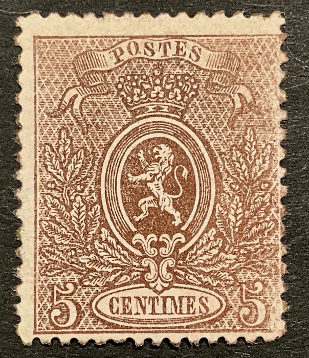 比利时 1866/1867 - 小狮齿：5c 棕色 - OBP/COB 25