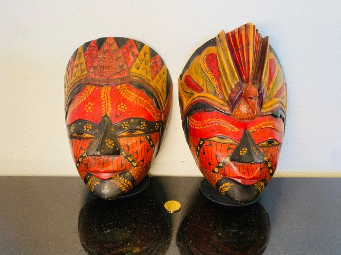 2 蜡染面具 - 巴厘岛 - 印度尼西亚  (没有保留价)