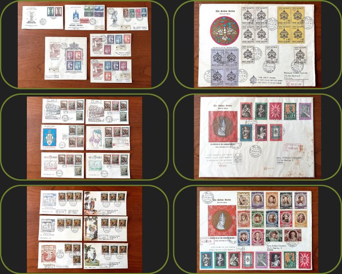 Vatikanstaten  - Urval av över 190 FDC och postförsändelser inklusive Golden Series och Maximum Card
