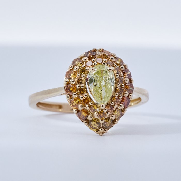 Ohne Mindestpreis - Ring Gelbgold Diamant  (Natürlich) 
