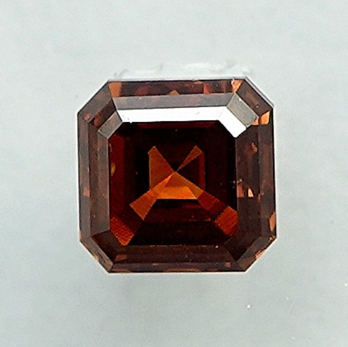 鑽石 - 0.36 ct - 祖母綠形 - Natural Fancy Deep Yellowish Orange - SI2