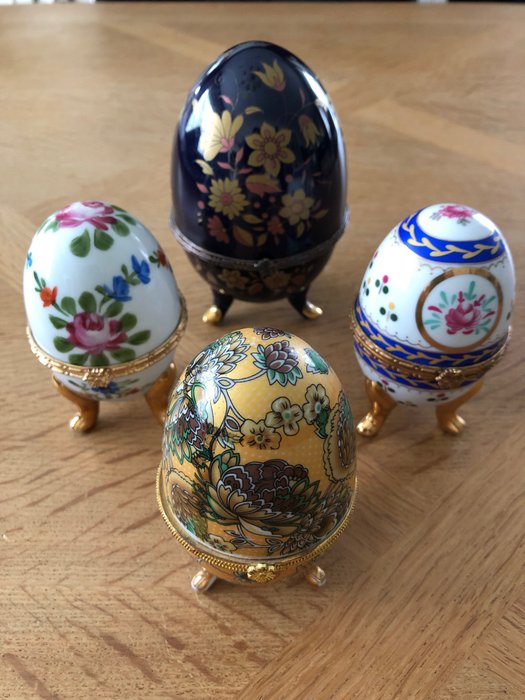 Autruche Œuf - Collectie eieren in Fabergé stijl - 13 cm - 8 cm - 8 cm -  (4)