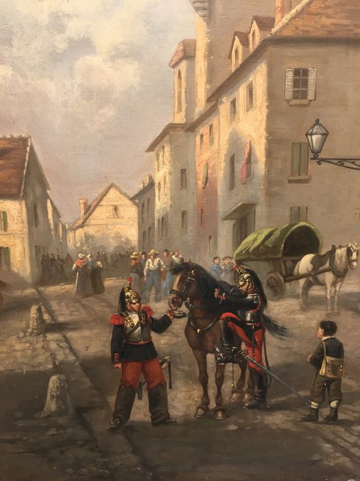 L. Marchet (XIX) - Paesaggio con gendarmi